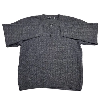 Consensus Sportswear Mens L Textured Knit Henley Sweater Pullover Eclectic Punk - Image 1 of 4