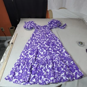 Vestido Cottagecore para mujer pequeño púrpura floral manga abullonada lechera Free The Roses - Imagen 1 de 9