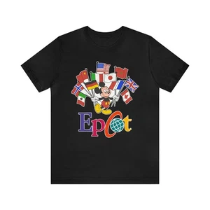 Epcot Shirt Mickey Flags of Nations Vintage 90's Style WDW Unisex Tee - Picture 1 of 7