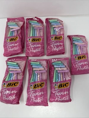 70 NUEVAS MAQUINILLAS DE AFEITAR DESECHABLES BIC Silky Touch para mujer de doble hoja colores pastel rosa Foto 1 de 4