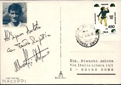 cartolina con autografo Como Calcio Macoppi 1985 - Immagine 1 di 2