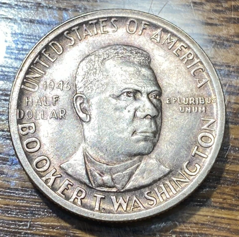 1946 Booker T. Washington Half Dollar Nice Original Very Choice AU CHRC Cover
