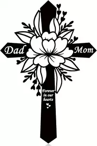 Heart Flower Memorial Plaque Stake - Mom Mother Grave Decoration - Red Rose Meta - Picture 1 of 6
