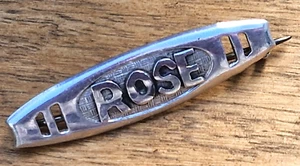 UNUSUAL ART DECO CHARLES HORNER HALLMARKED SILVER NAME BROOCH - ROSE - 1920 - Picture 1 of 8