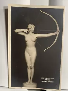 c1909 VTG RPPC Bogenspannerin (Archer, Statue of Nude Woman) Postcard F Lepcke - Picture 1 of 2