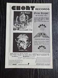 EBONY RECORDS GRIM REAPER /SKY 1983 MUSIC SINGLE ADVERT 8.5X11.7" POSTER - Imagen 1 de 1
