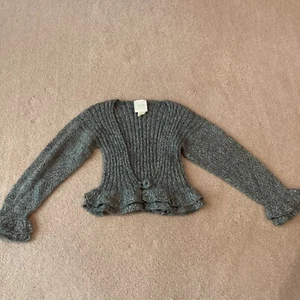 LEMON LOVES LIME GIRLS CARDIGAN SWEATER, 6, ONE BUTTON, LAYERED FABRIC HEM - Picture 1 of 3