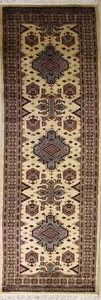 Rugstc 2.5x10 Caucasian Design White Runner Rug, Hand-Knotted,Geometric,Wool - Picture 1 of 5