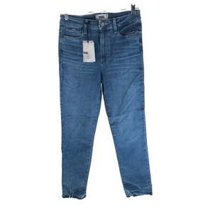 Paige Womens Hoxton Slim High Rise Slim Leg Jeans Distressed Hem Bella Blu 27 - Picture 1 of 5