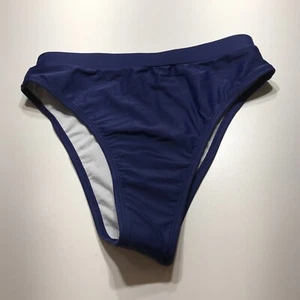 NWT Navy Blue Swimwear Bikini Bottom High Cut Leg Lined Slimming Womens Small - Picture 1 of 10