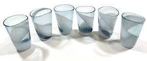 Italienischer Murano? 6 mundgeblasene hellblaue Swirl Trinkgläser Vintage weiß Swirl 8oz - Bild 1 von 10