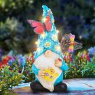 Garden Gnome Statues Outdoor Decor Solar Gnomes with Butterfly on Led
