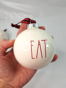 Artisan Collection Rae Dunn by Magenta EAT Ornament 3" White Red Farmhouse - Picture 1 of 7