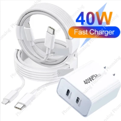 40W Fast Charger Block USB Type C Wall Power Adapter For iPhone 14 13 12 11 XS 8 - Image 1 of 4