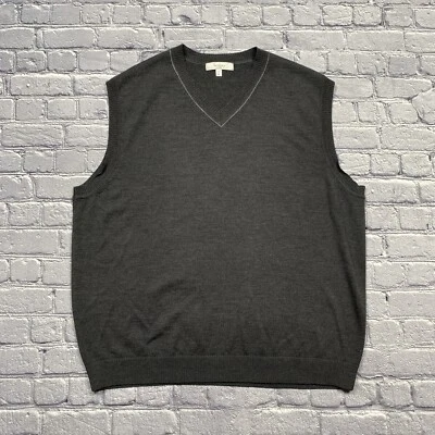 Colete Suéter Turnbury 100% Lã Merino Masculino Extra Grande Preto Carvão Preppy Silencioso Luxo - Imagem 1 de 4