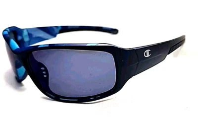 Champion CU5055 Black Blue Polarized Wrap Sunglasses - Image 1 of 4