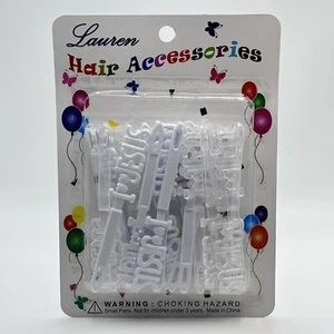 I Love Jesus Hair Barrettes - 20 Pcs White/Clear - Snap-On Girls Kids - Picture 1 of 3