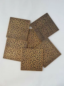Set of 6 Brass Metal Sheet embossed Drink Coasters, Light weight, Hand crafted - Picture 1 of 2