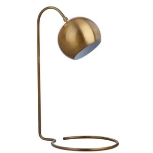 SAFAVIEH Table Lamp 22" Modern Spider Plug-In Rotary Round Brass W/ Gold Shade - Picture 1 of 4