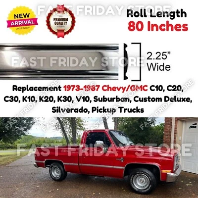 1973-1987 Chevy GMC Chrome Side Trim Molding Body C10 C20 K10 Quarter Roll 80" - Изображение 1 из 4