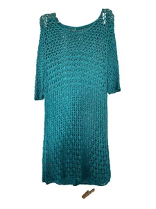 Turquoise Crochet Top Ladies Size 6 - Picture 1 of 2