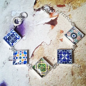 PULSERA AZULEJOS MEDITERRÁNEOS HECHA A MANO español PORTUGUÉS regalo ÚNICO regalo en caja - Imagen 1 de 1