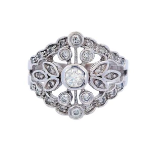 Vintage 0.65cts Diamonds White Gold Ring in 14kt Gold - Picture 1 of 5