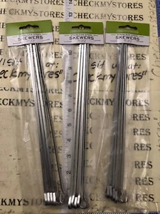 3X 6PK BBQ Skewer Stainless Steel Grilling Barbecue Skewers 12-inch NEW - Picture 1 of 9