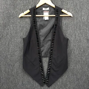 Vintage Portmans Size 8 Open Front Vest Black Rhinestones Embellished NOS - Picture 1 of 12