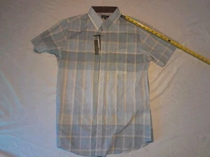 Galaxy By Marvic Men's Short Sleeve Button up Shirt Size XL White and Blue - Picture 1 of 4