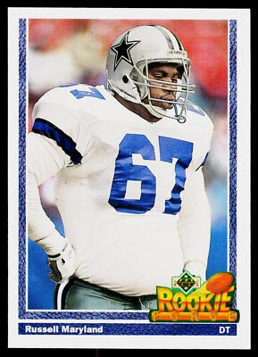 Russell Maryland, 1991 Upper Deck, #636, Dallas Cowboys, - Image 1 of 2