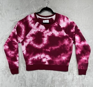 Champion Women's Size Large Long Sleeve Crop Top Tie Dye Crewneck Sweatshirt - Picture 1 of 5