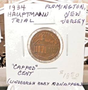 1934 Hauptmann Trial Lindbergh souvenir con cappuccio centesimo Flemington New Jersey SP3663 - Foto 1 di 2