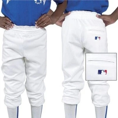 ⚾ Majestic Pantalones de Béisbol Pull-Up Jóvenes Niños - Blanco Grande - Frente Cerrado con ML Foto 1 de 4
