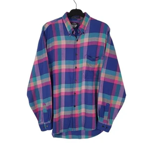 Camisa DOCKERS Azul Cuadros Levis Vintage Años 90 Madrás Manga Larga Algodón Para Hombre L - Imagen 1 de 4