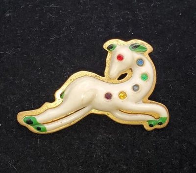 De colección Celuloide sobre Latón Correr Ciervo Estrás Coloridos Foto 1 de 4