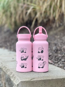 Kirby Water Bottle Engraved Waterbottle with Knife Kirby Warp Star & Hammer - Picture 1 of 10