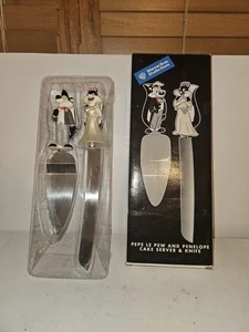 Warner Bros Studio Hochzeitstortenheber & Messer Set Pepe Le Pew Penelope 1998 - Bild 1 von 4