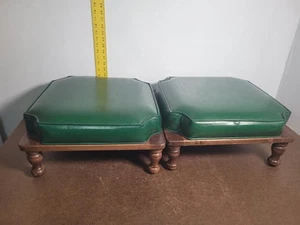 2 Vintage MCM Ethan Allen Style Stacking Foot Stools Ottomans Display Green - Picture 1 of 16