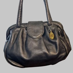 Stone Mountain Navy Blue Leather Magnet Close Hand Shoulder Bag Purse Vintage - Picture 1 of 13