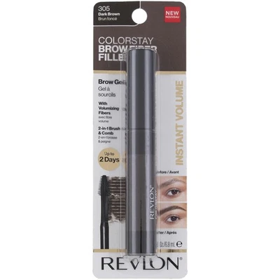 5 Pack Revlon ColorStay Fiber Filler Brow Gel, Dark Brown 305, 0.23 fl oz - Image 1 of 2