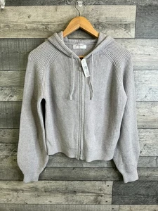 Monsoon Damen Hoodie Größe UK 16-18 Grau Grobstrick Kapuzenpullover mit durchgehendem Reißverschluss Lounge - Bild 1 von 11