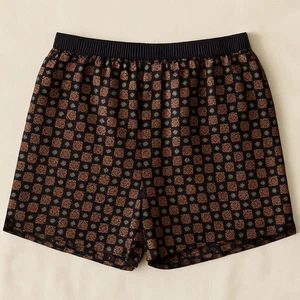 Isaac Zelcer Boxershorts Herren XL Seide Lounge Geometrisch Paisley Print Schlitz Saum - Bild 1 von 8