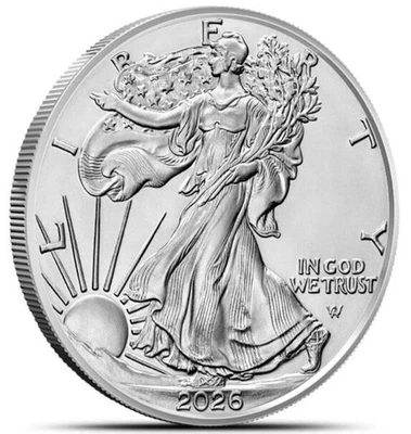 2026 1 oz .999 Fine Silver American Eagle $1 Coin BU - Image 1 of 2