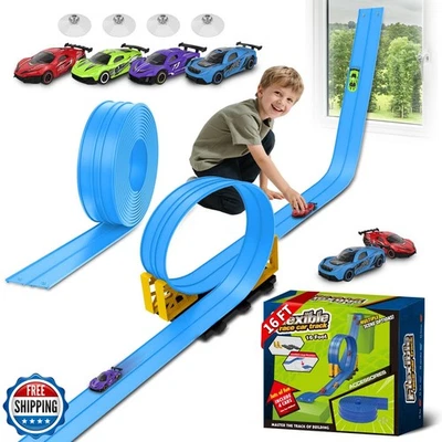 Flex Race Track 16 Ft with Suction Cups Compatible with Diecast 1/64th Cars,  - Image 1 of 4