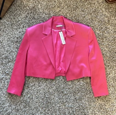 Alice + Olivia Candy Pink Cropped Darin Evening Jacket Size 4 NWT $495 - Image 1 of 4