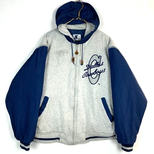 Vintage Dallas Cowboys Starter Reversible Puffer Jacket XL Hooded Full Zip Nfl - Picture 1 of 7