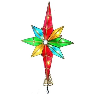 Mehrfarbiger Capiz Stern von Bethlehem Christbaumspitze Dekoration UL3124 Neu - Bild 1 von 10