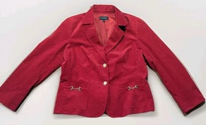 RARE Talbots Red Corduroy Equestrian Horse Bit Bridle Jacket Blazer Sz 16 EUC - Picture 1 of 3