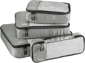 Packing Cubes for Suitcases 4pc Travel Organizer Set Zip Bags L/M/S/Slim Grey - Picture 1 of 12